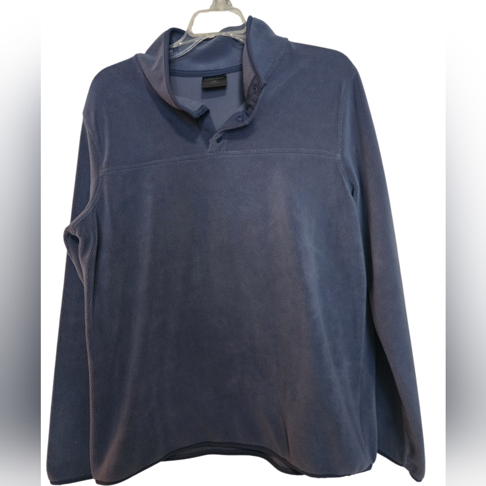 32 Degrees Heat Blue Pullover Fleece Snap Front Long Sleeve Top SZ Medium